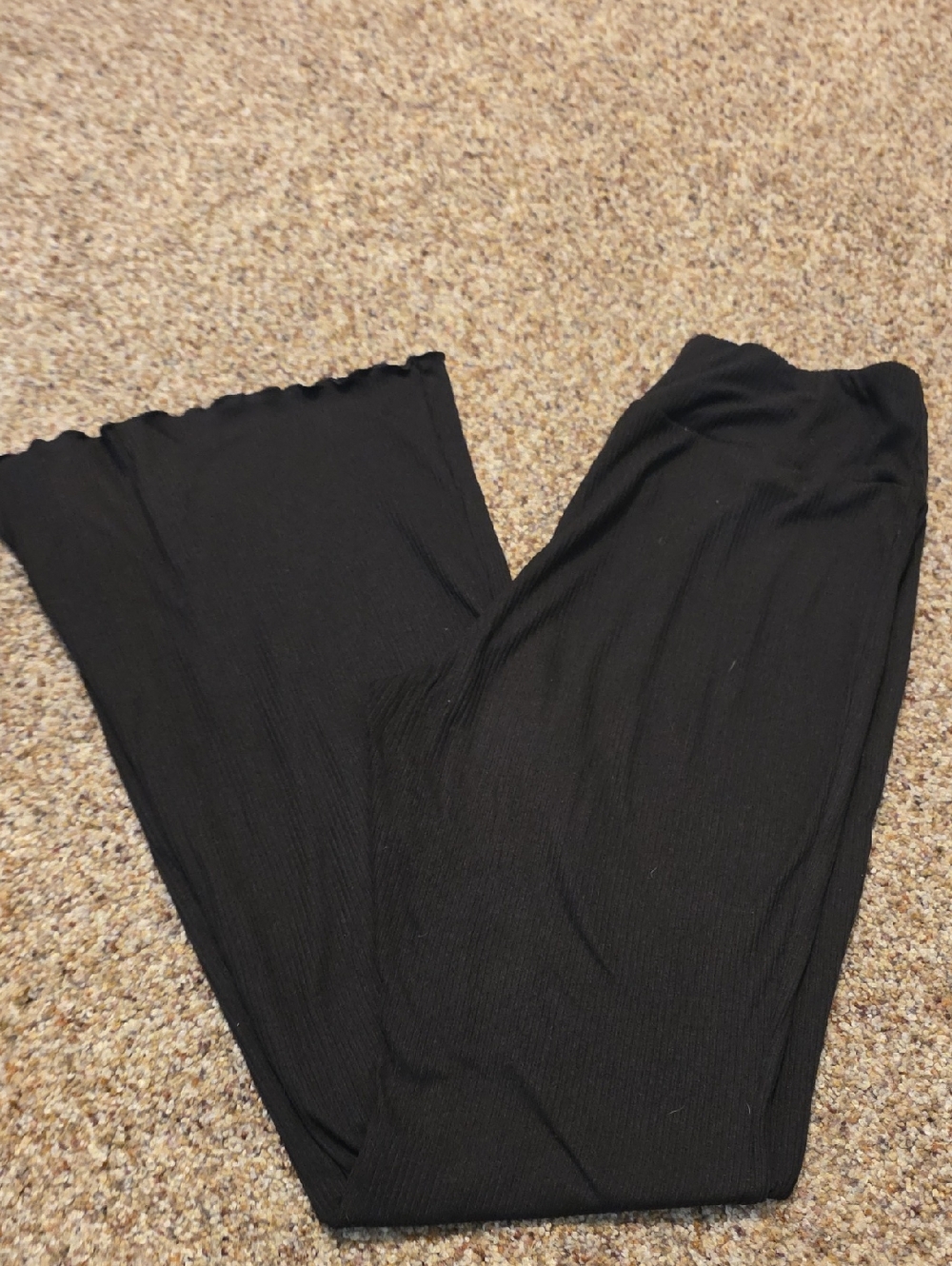 No Boundaries Black Ribbed Wide-Leg Leggings